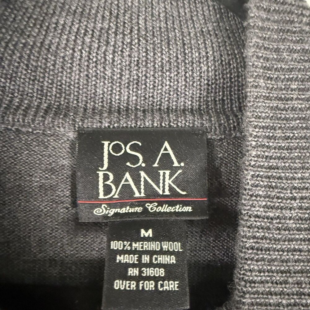 Jos A Bank 100% Merino Wool Sweater Men's Medium Gray 1/4 Zip Pullover Knit - Picture 4 of 10